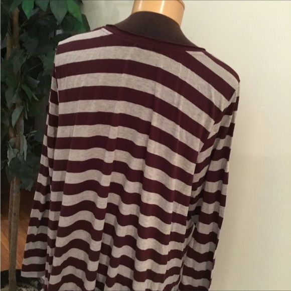 Rue 21+ long sleeve tee Woman’s 2X plus stripes gray maroon lightweight … - Picture 2 of 7